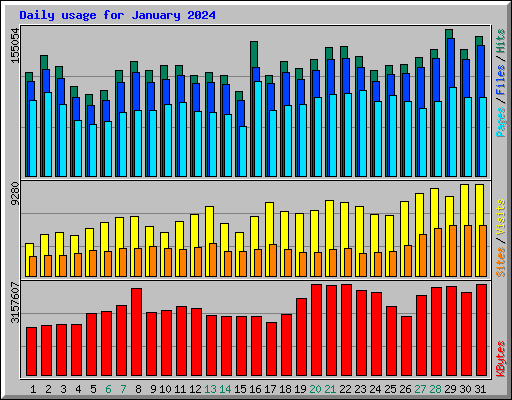 Daily usage for January 2024