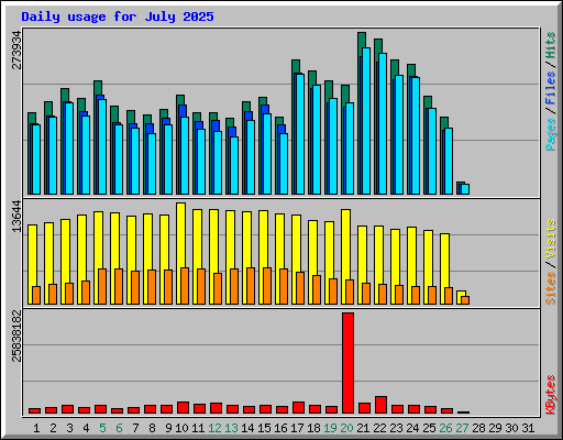 Daily usage for July 2025